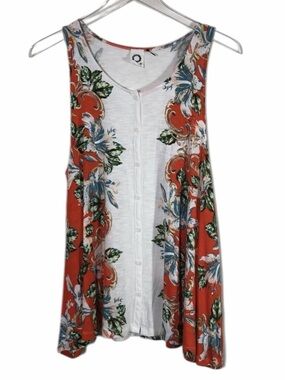 Akemi & Kim by Anthropologie size medium creamy white & coral print tank top